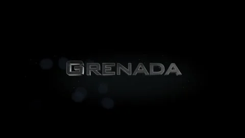 Grenada 3D title word made with metal animation text on transparent black Stock Footage 255608636