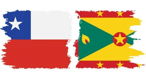 Grenada and Chile grunge flags connection vector Stock Illustration