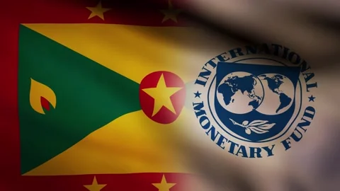 Grenada and IMF waving flag Stock Footage 245350944