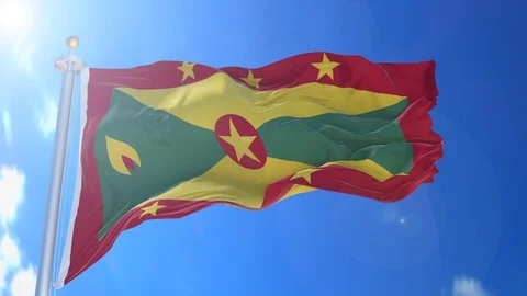Grenada animated flag pack in 3D and isolated background Stock Footage 119931150