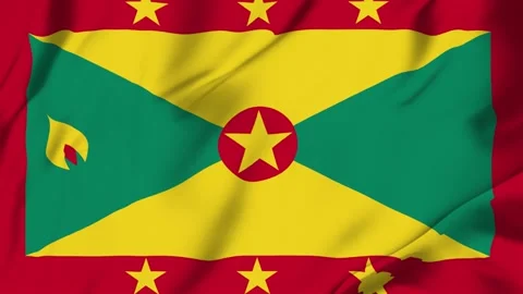 Grenada country flag waving looping seamless with fabric texture for sport .. Stock Footage 342776269