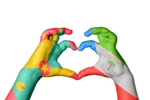 Grenada Equatorial Guinea Heart, Hand gesture making heart Stock Illustration