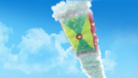 Grenada Flag 3D Render Animation Created with Colored Smoke Trails by Aircra 스톡 동영상 332307072