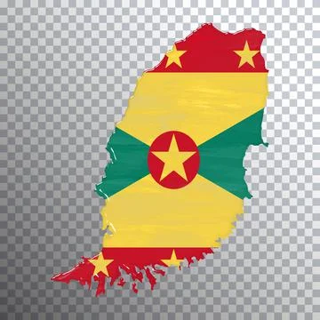 Grenada flag and map, transparent background Illustrazione stock