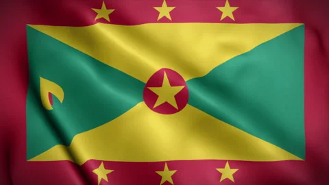 Grenada flag background realistic waving in the wind, 4K video (Loop) Video stock 247471659