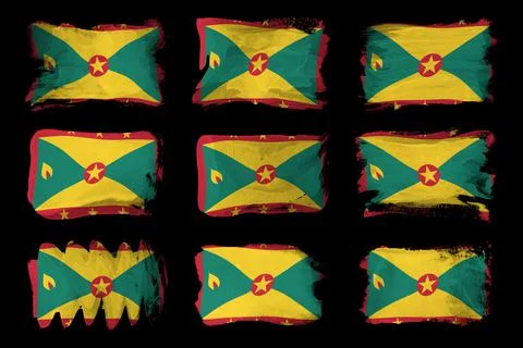 Grenada flag brush stroke, national flag Stock Illustration