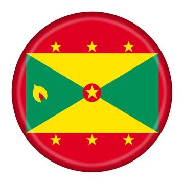 Grenada flag button 3d illustration with clipping path Stock Illustration