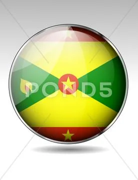Grenada flag button Stock Illustration