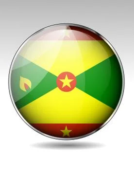 Grenada flag button Stock Illustration