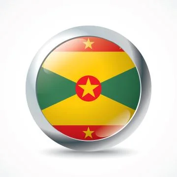 Grenada flag button Stock Illustration