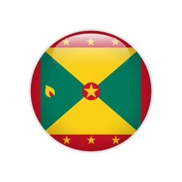Grenada flag on button Stock Illustration