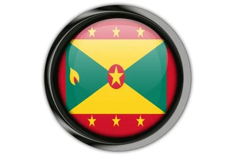 Grenada flag in the button pin Isolated on White Background Stock Photos