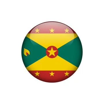 Grenada Flag Circle Button Vector Template Stock Illustration