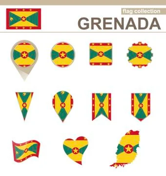 Grenada Flag Collection Stock Illustration