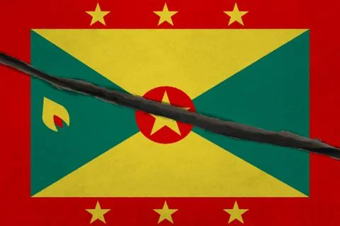 Grenada flag cracked Stock Illustration