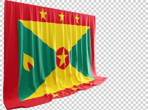 Grenada Flag Curtain in 3D Rendering Celebrating Timeless Culture Stock Illustration