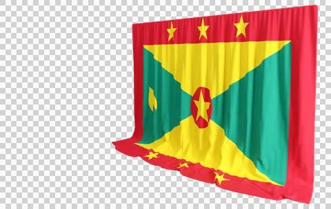 Grenada Flag Curtain in 3D Rendering Celebrating Timeless Culture Stock Illustration