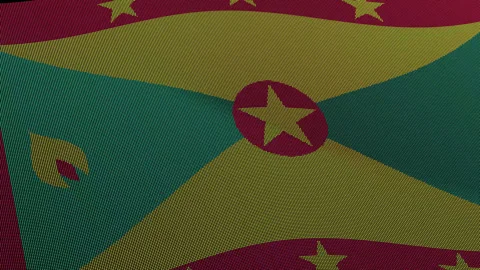 Grenada Flag Digital Particle Waving Seamless Loop Animation on Black Backg.. Stock Footage 339302602