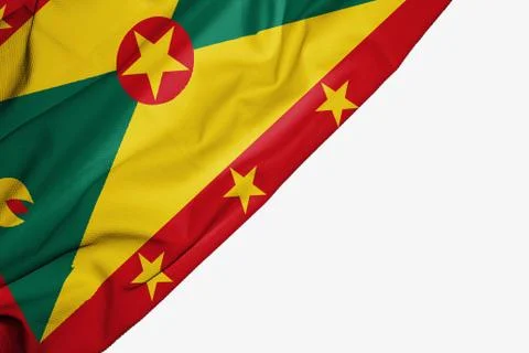 Grenada flag of fabric with copyspace for your text on white background. Stock Illustration