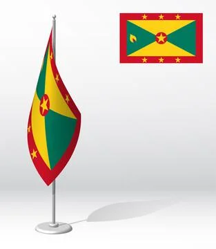 GRENADA flag on flagpole for registration of solemn event, meeting foreign gu Illustrazione stock