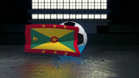 Grenada flag flies around a soccer ball Stock Footage 109163089