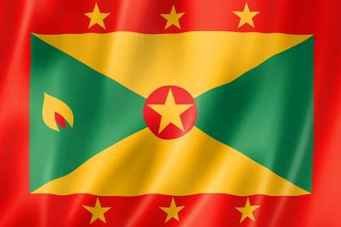 Grenada flag Grenada flag, three dimensional render, satin texture Copyrig... Stock Photos