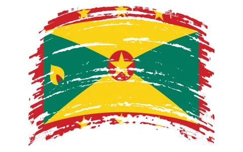 Grenada flag in grunge brush stroke, vector Stock Illustration