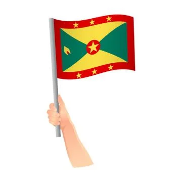 Grenada flag in hand icon Stock Illustration