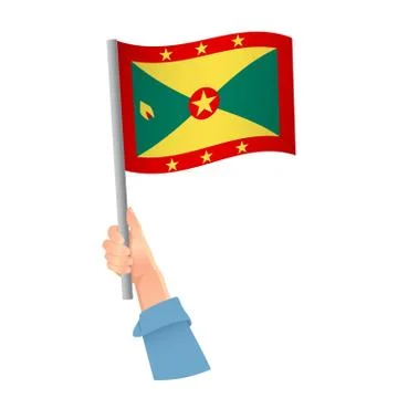 Grenada flag in hand icon Illustrazione stock