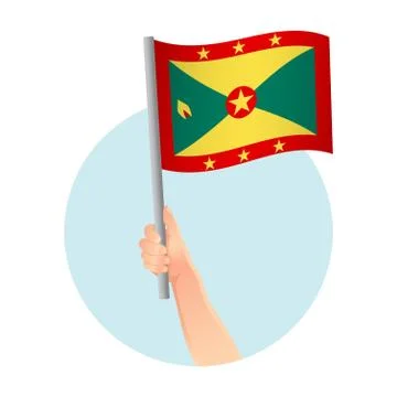Grenada flag in hand icon 스톡 일러스트
