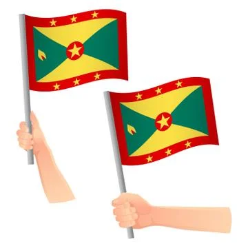 Grenada flag in hand icon Stock Illustration