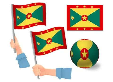 Grenada flag in hand icon 스톡 일러스트