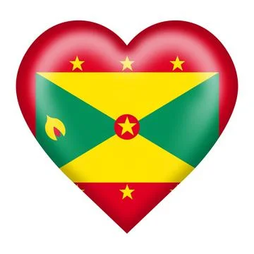 Grenada flag heart button isolated on white with clipping path Stock Illustration