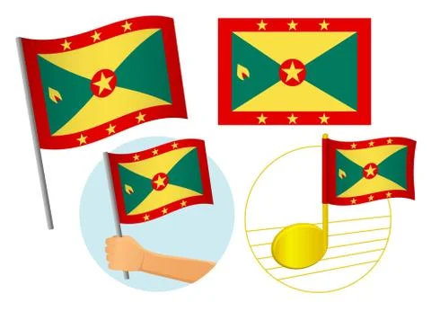 Grenada flag icon set Stock Illustration
