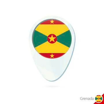 Grenada flag location map pin icon on white background. Stock Illustration