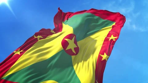 Grenada Flag Low Angle View Stock Footage 295691120