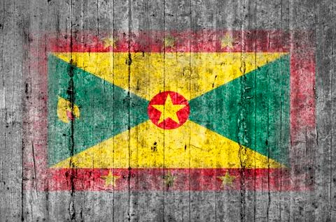 Grenada flag painted on background texture gray concrete Stock Photos