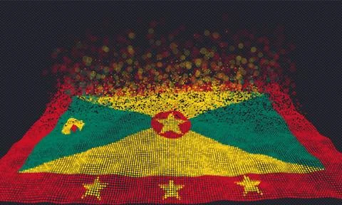 Grenada flag particle effect vector illustration. This national flag design.. Stock Illustration
