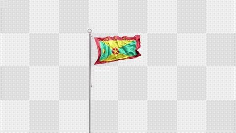 Grenada   Flag Pole  Animation Include Alpha 3D Rendering Video stock 283087296