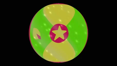 Grenada flag in a round ball rotates. Flicker and shine. Animation loop Stock Footage 145857914
