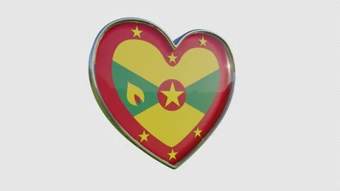 Grenada Flag in the Shape of 3D Heart. Stock Footage 138868759