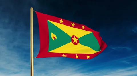Grenada flag slider style. Waving in the win with cloud background animation Stock-Footage 48594724
