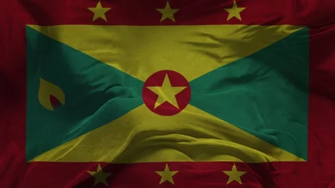 Grenada  Flag      .Slow Motion Cloth Animation -3D Rendering Stock Footage 281039151