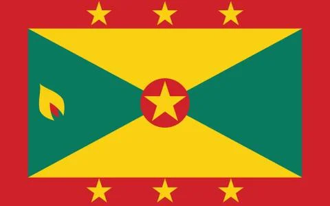 Grenada flag vector graphic. Rectangle Grenadian flag illustration. Grenada c Illustrazione stock