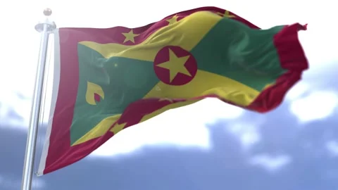 Grenada flag waving against the sky Stock Footage 169431949