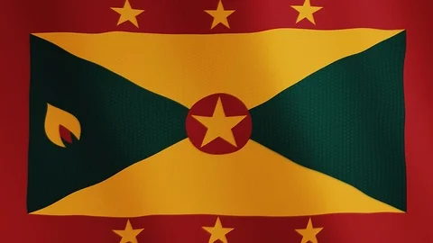Grenada flag waving animation. Full Screen. Symbol of the country. Stock Footage 89552847