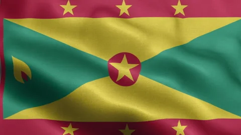 Grenada Flag Waving Animation | Realistic 3D National Flag Loop 4K Stock Footage 344821854
