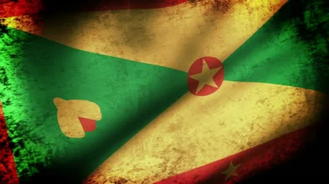 Grenada Flag Waving, grunge look Stock Footage 11115219