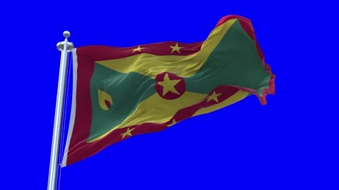 Grenada Flag Waving in Loopable and Textured green screen background Stock Footage 296876704