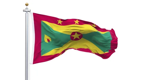 Grenada flag waving looping with transparent background. 스톡 동영상 314808469